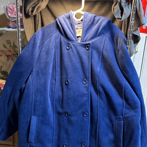 Woman Within Jackets & Blazers - Woman Within Blue Double-Breasted Coat